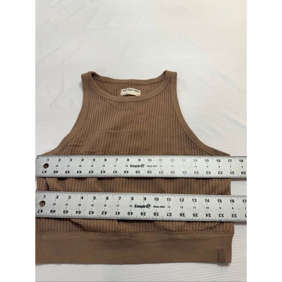 Free People Waffle Stitch Crop Tank Top Cuban Sand Waffle Crop Tank Top Sz Large - Picture 3 of 7